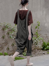 Loose Vintage Solid Color Sleeveless Jumpsuit